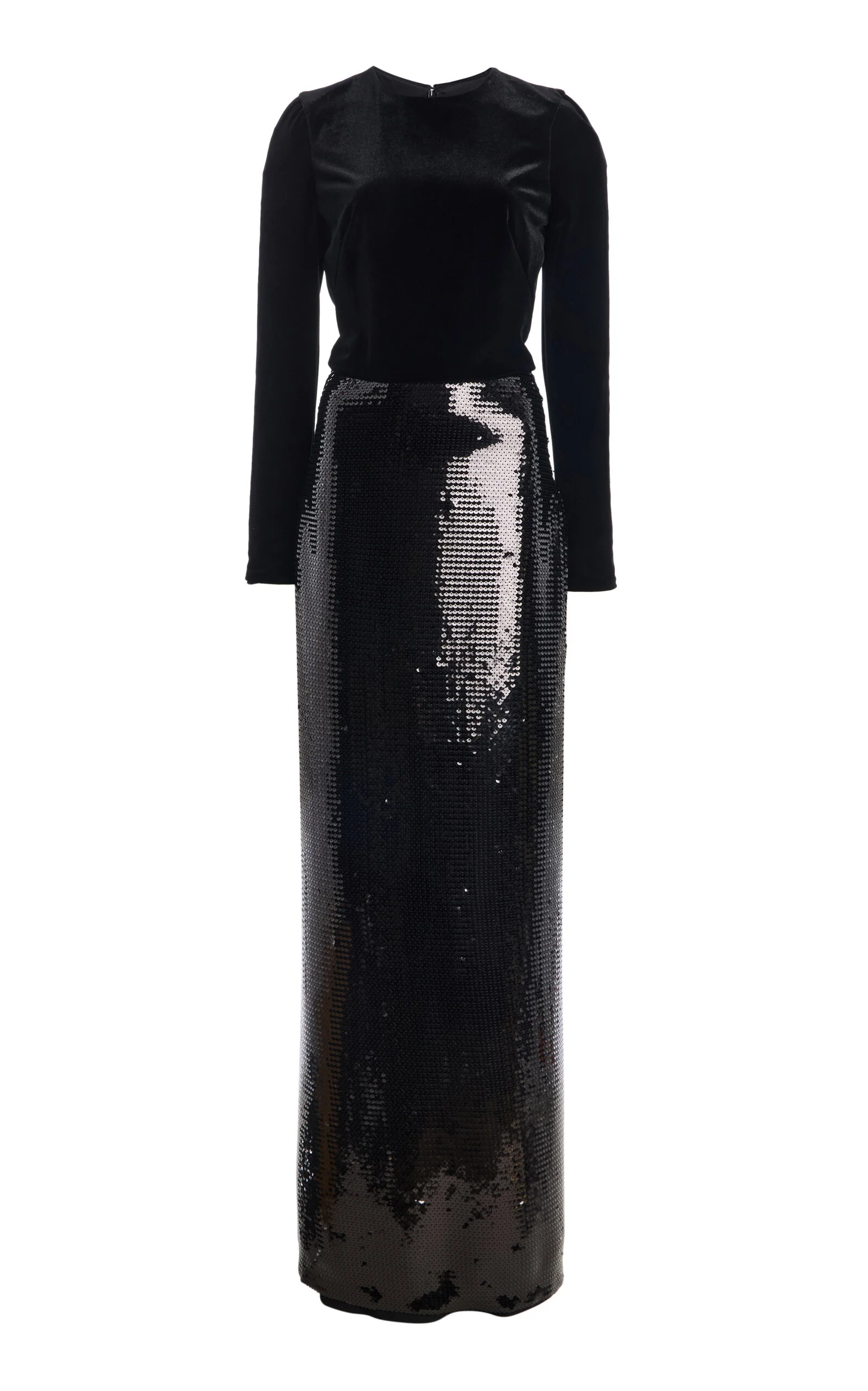 Long Sleeve Sheath Gown metallic - 1