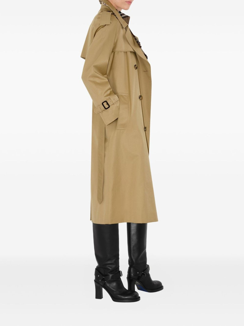 Burberry raglan-sleeve belted trench coat outlook