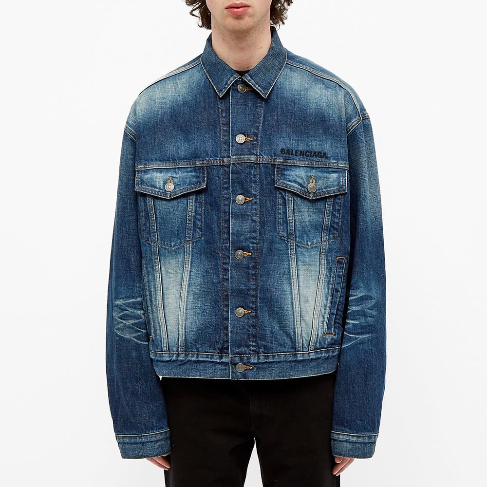 Balenciaga Embroidered Logo Denim Jacket - 4