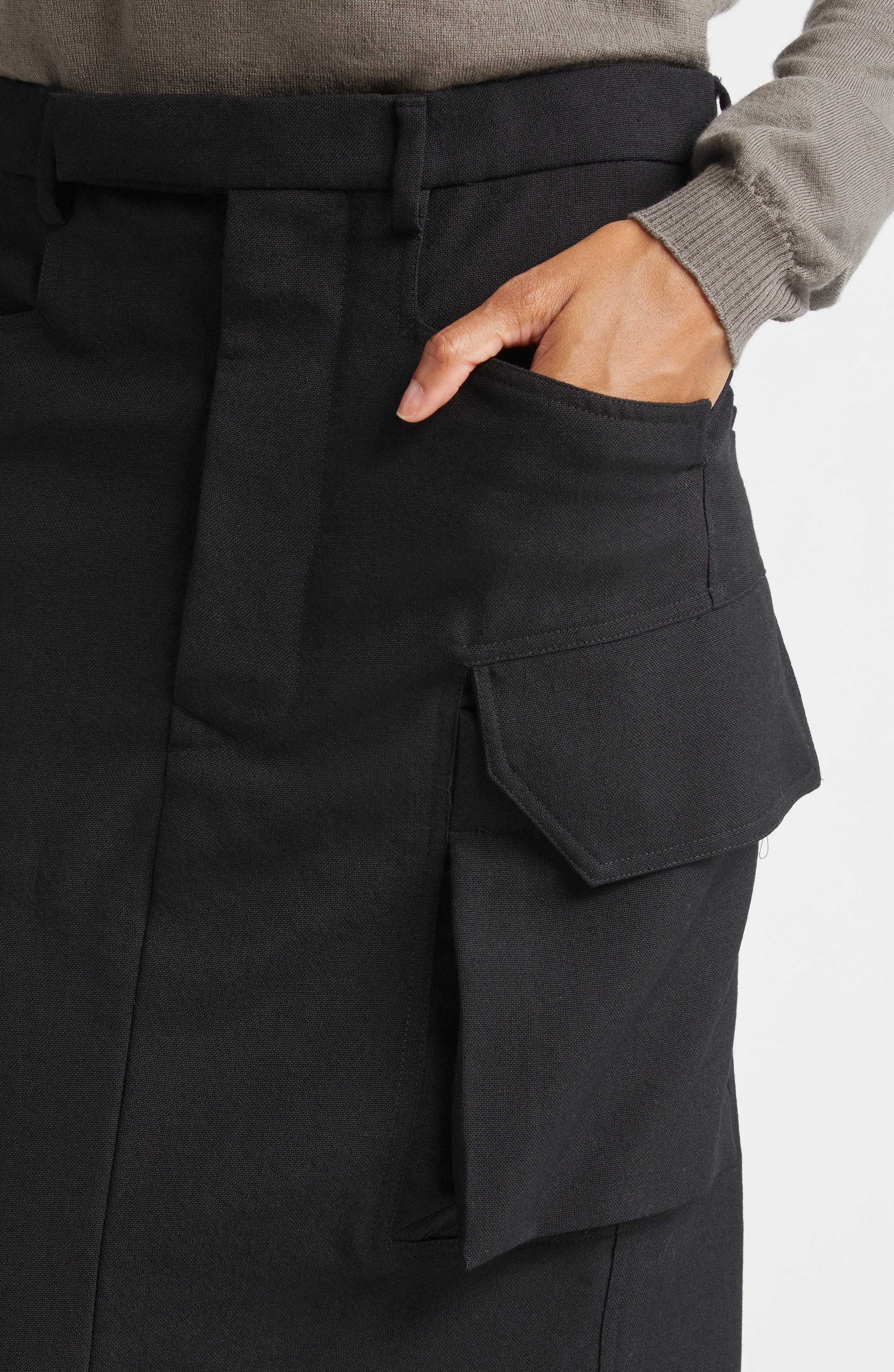 Rick Owens Firbanks Virgin Wool Twill Cargo Skirt in Black at Nordstrom - 5