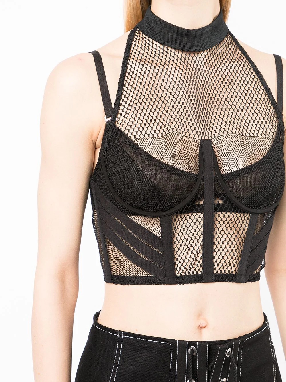 net-lace layered bra top - 5