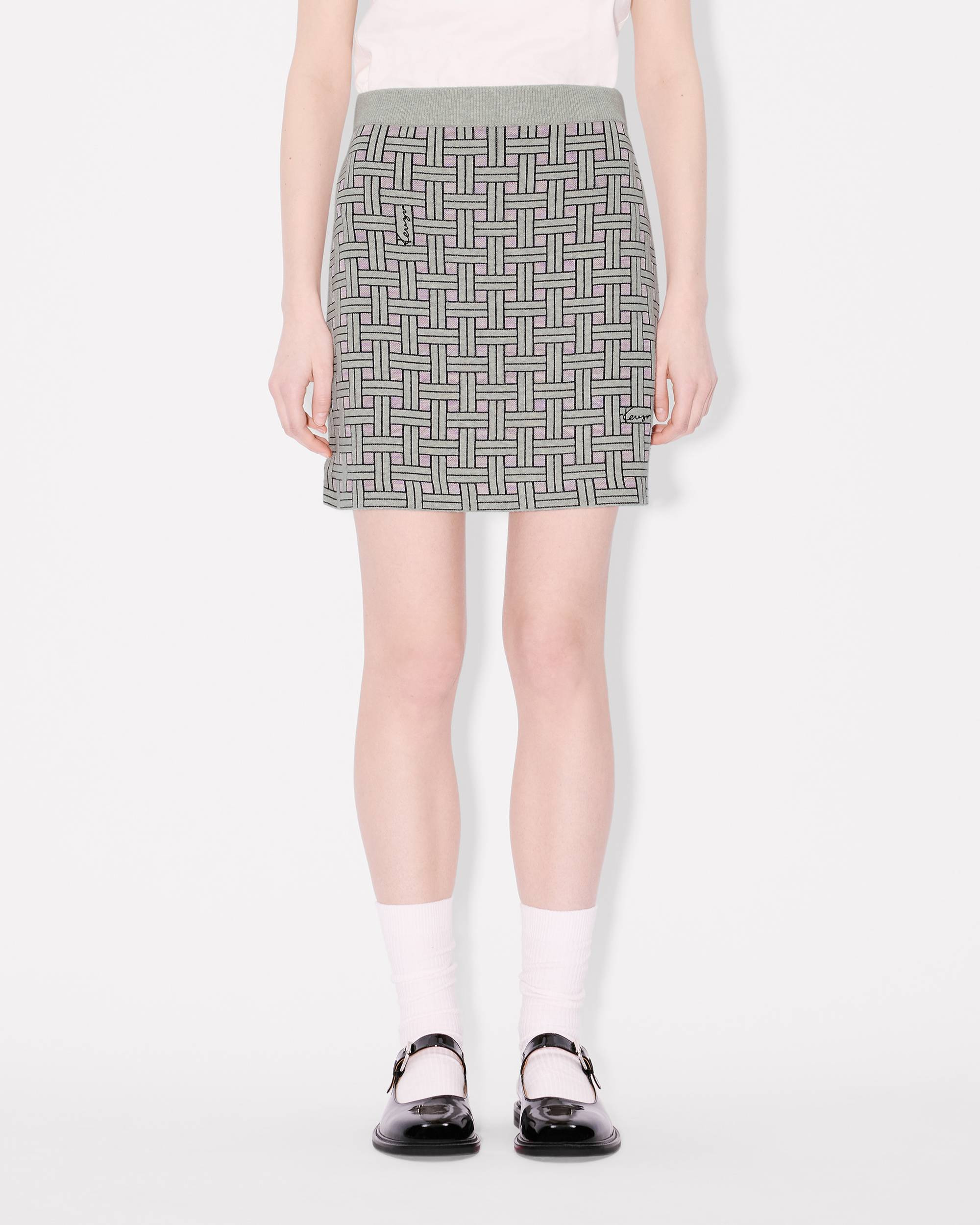 'KENZO Weave' mini skirt in mixed cotton wool - 4