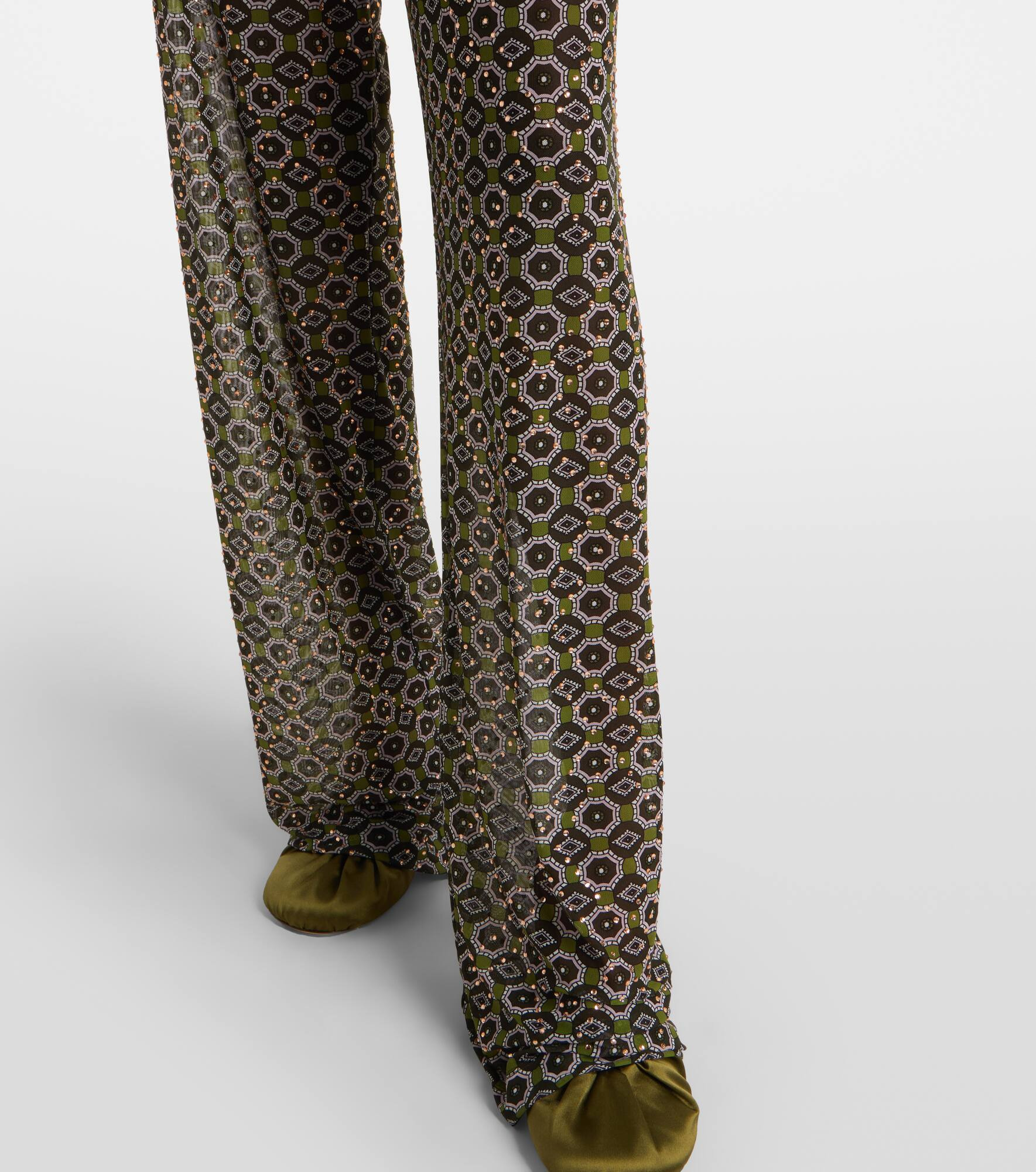 Embellished printed sheer jersey pants - 5
