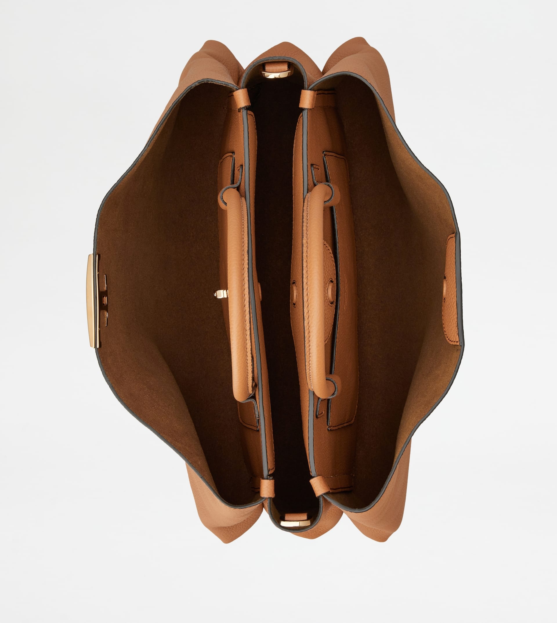 T TIMELESS SHOPPING BAG IN LEATHER MEDIUM - BROWN - 4