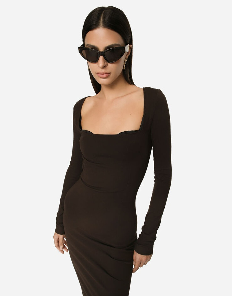 Technical jersey calf-length dress 4