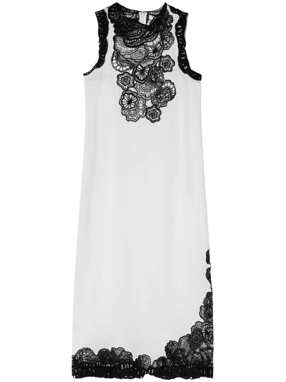 floral-embroidered sleeveless midi dress - 1