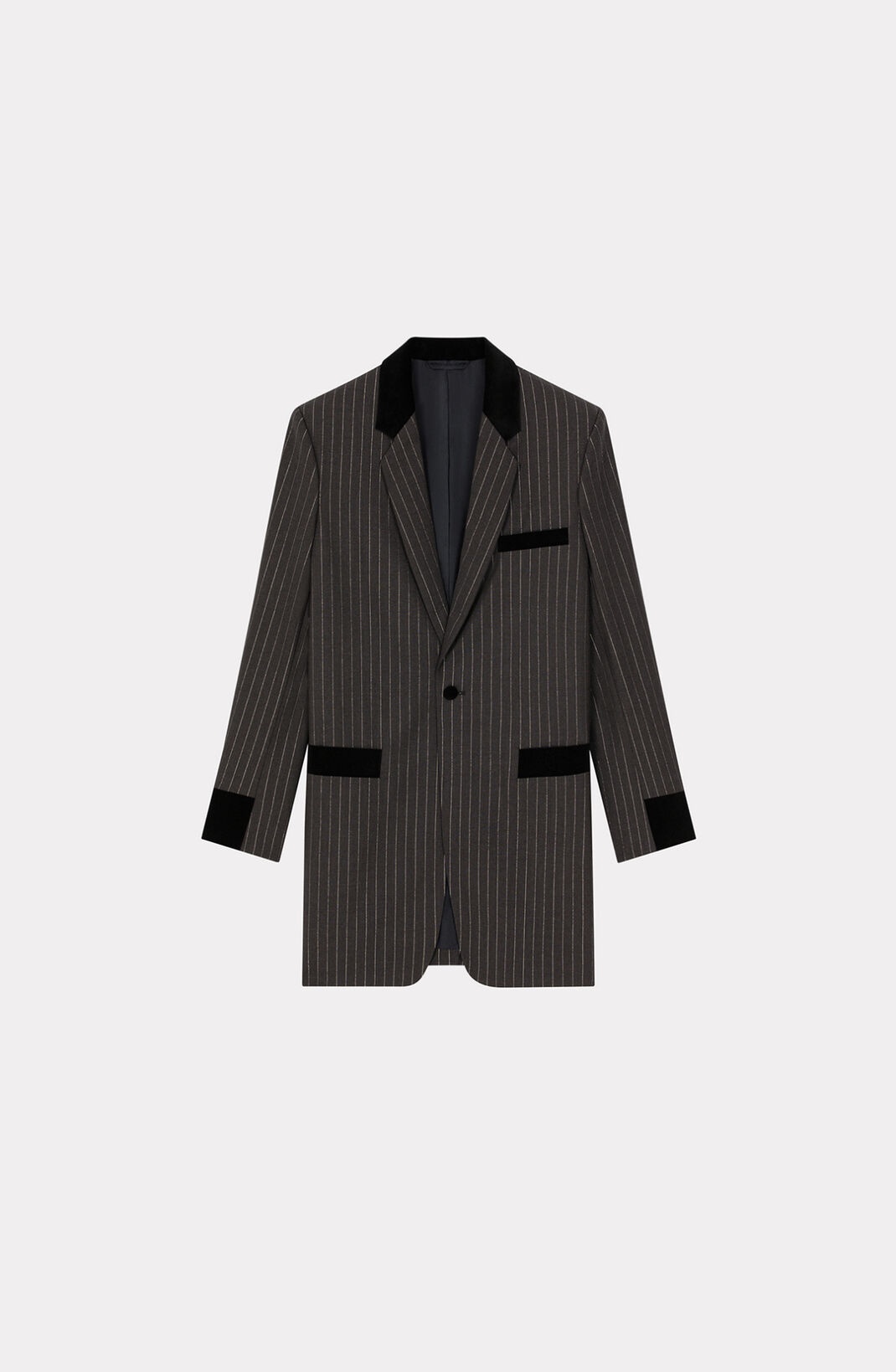 Striped woollen suit jacket - 1