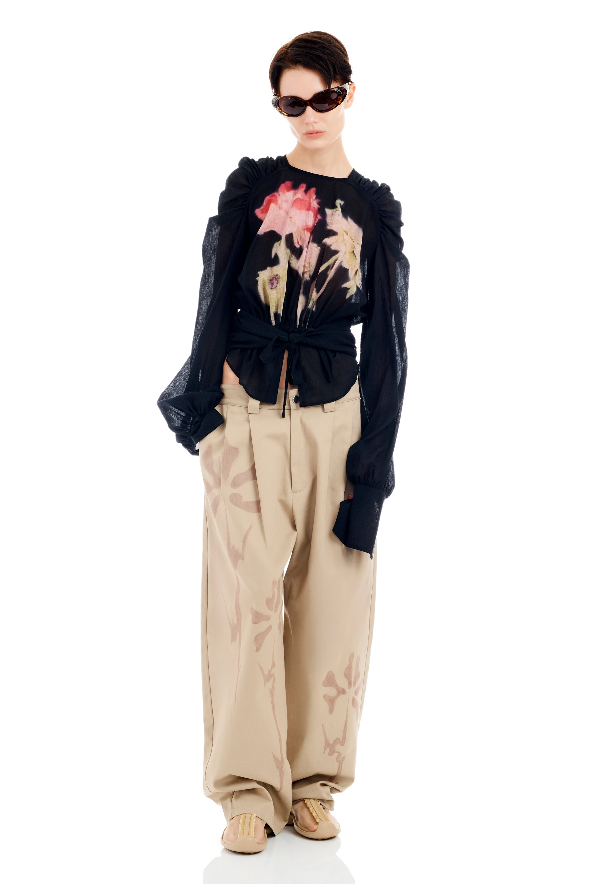 BLACK FLOWER DRIP IRIS TOP - 6