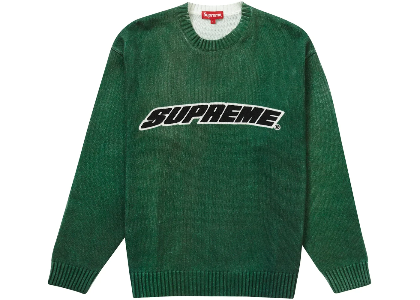 Supreme Printed Washed Sweater Olive - 1
