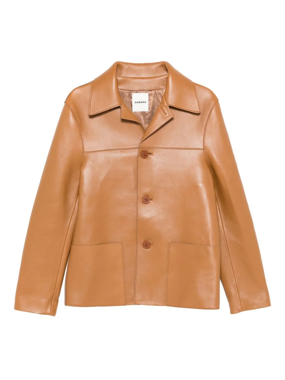 buttoned leather jacket - 1