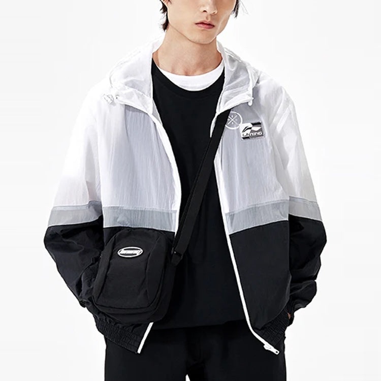 Li-Ning Logo Color Block Woven Windbreaker 'White Grey Black' AFDS309-3 - 4