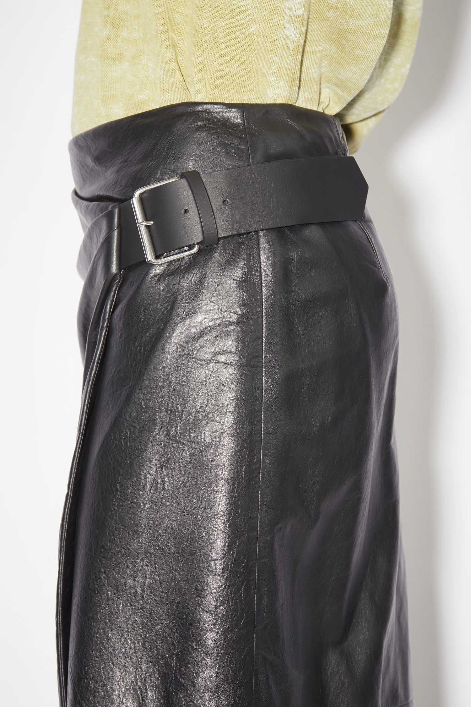 Leather wrap skirt - Black - 6