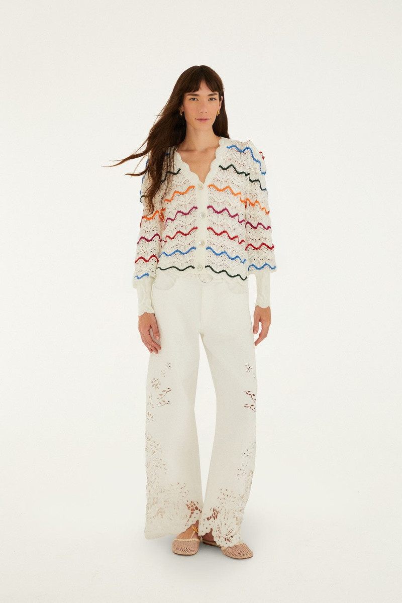 FARM RIO Colorful Stripes Knit Cardigan outlook