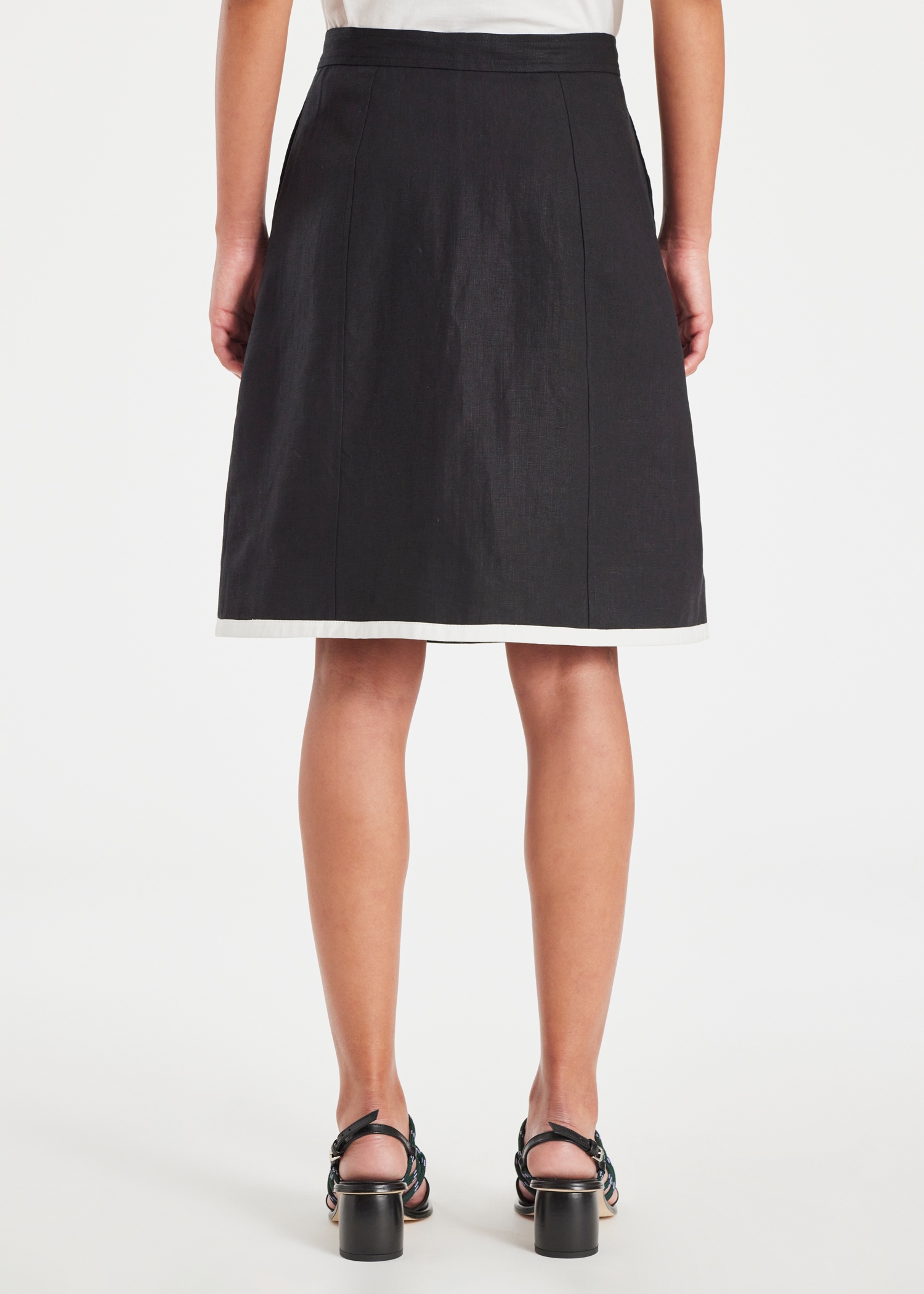 Women's Black Linen Wrap Skirt - 5