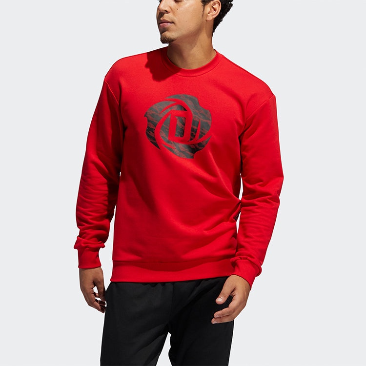 adidas Rose Crew Basketball Sports Round-neck Hooded Shirt Men Light Red GP6116 - 3