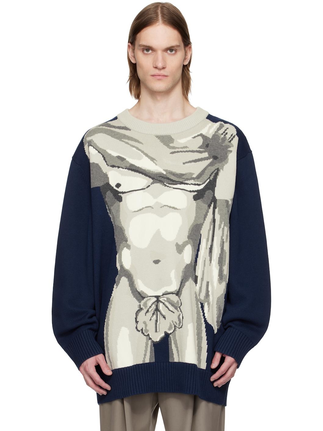 Navy & Gray Sexy Bust Sweater - 1