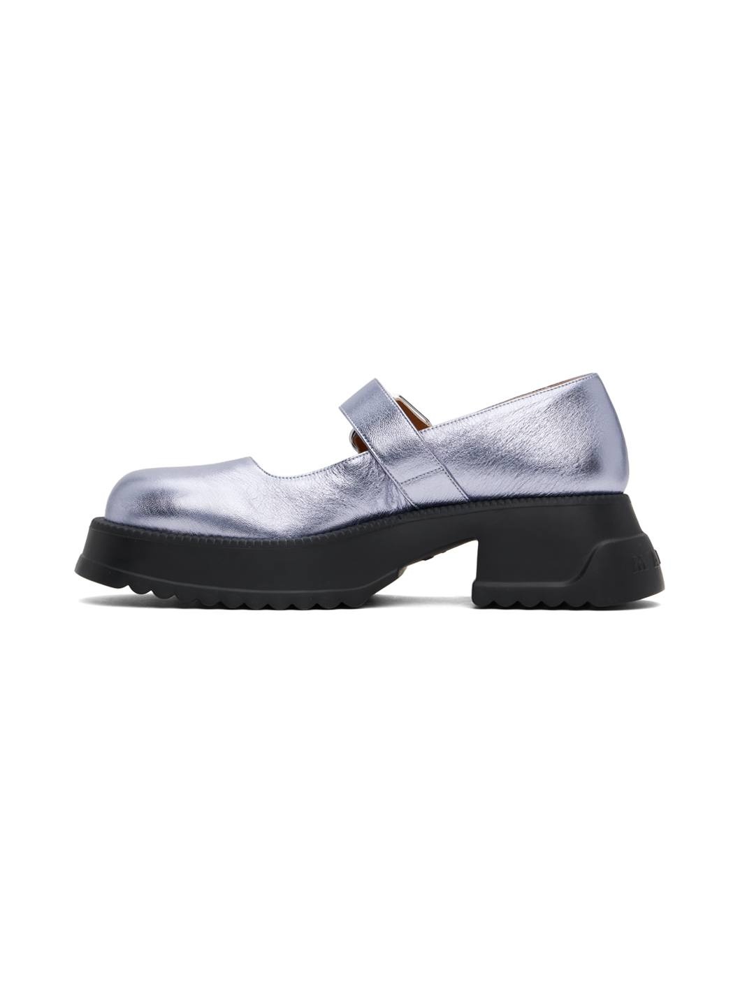 Blue Leather Mary Jane Platform Loafers - 3