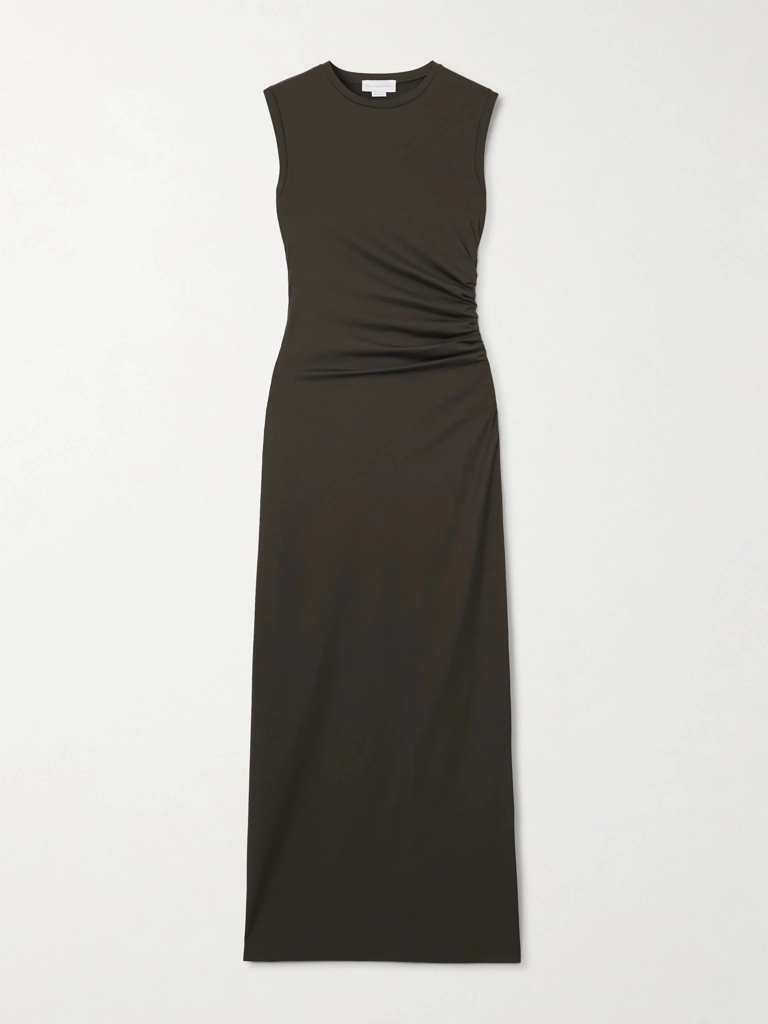 Ruched recycled satin-jersey midi dress Green - 1