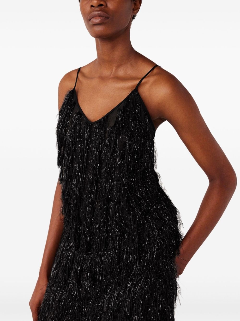 Glitter-Tassel V-neck tank top - 4