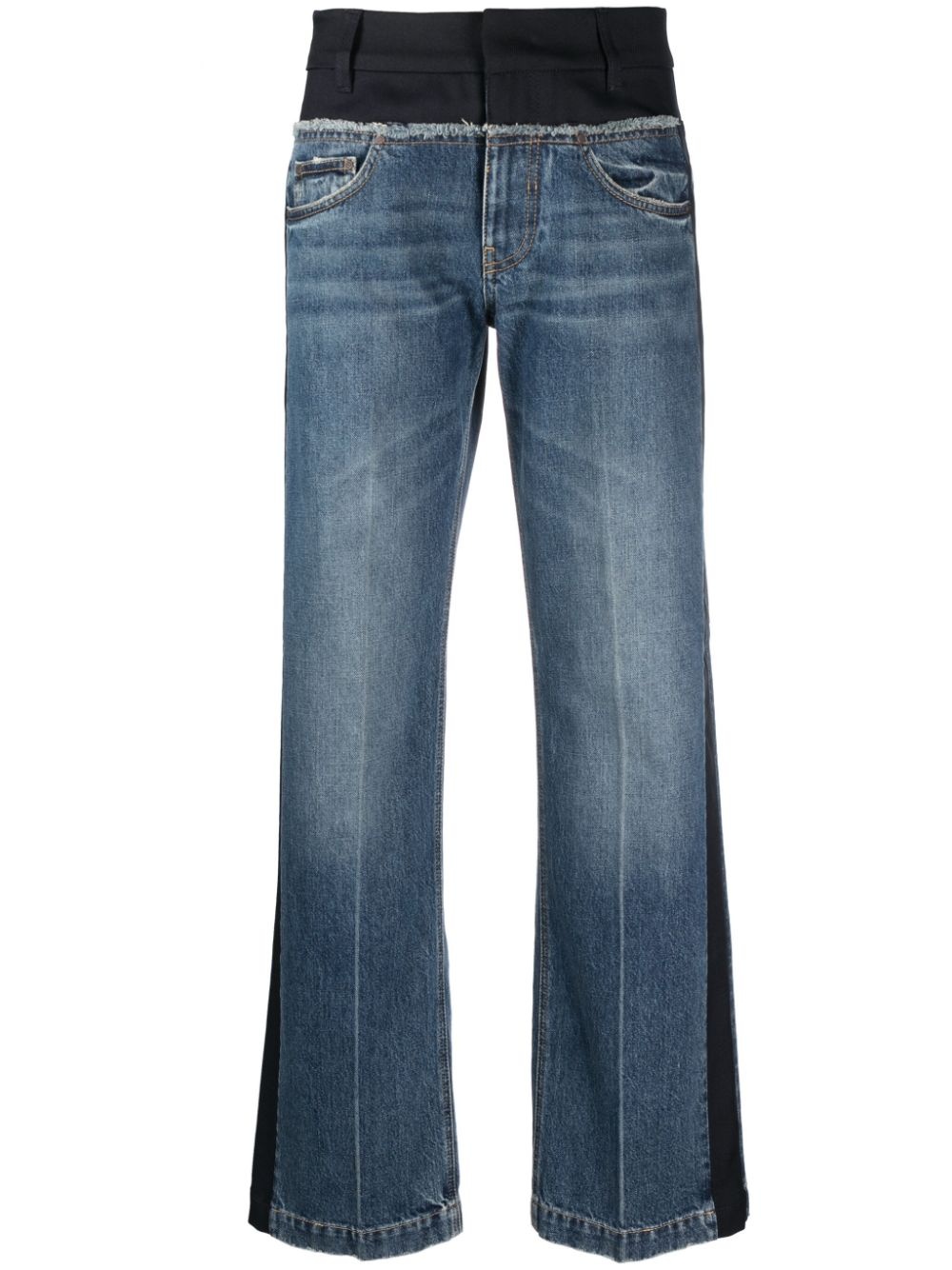two-tone straight-leg jeans - 1