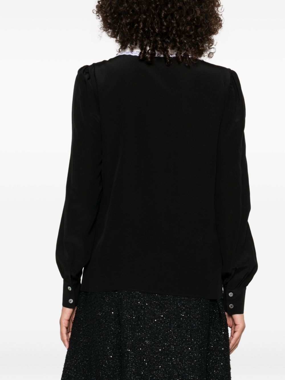 lace-trimmed collar blouse - 4