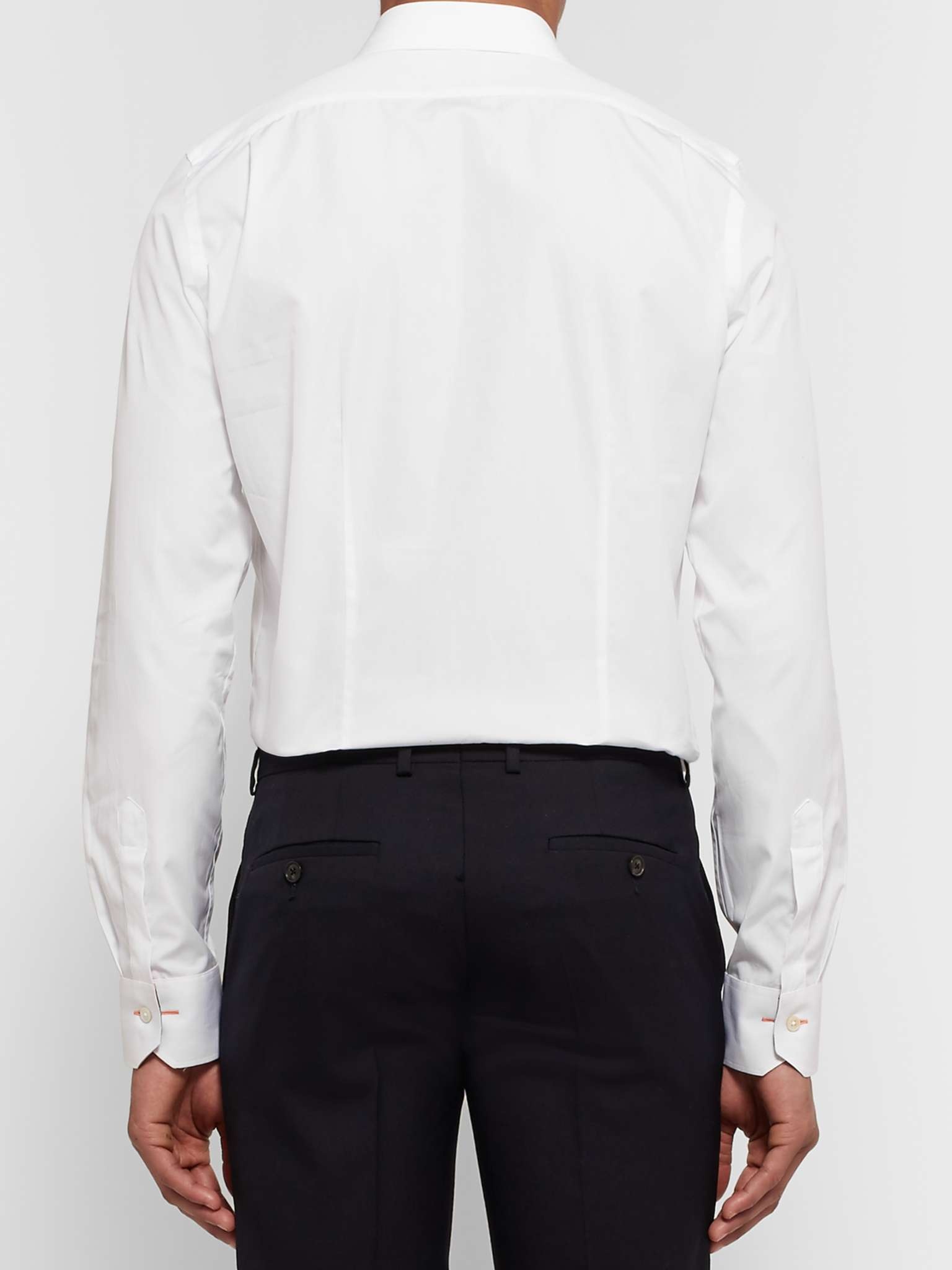 White Slim-Fit Contrast-Cuff Cotton-Poplin Shirt - 5