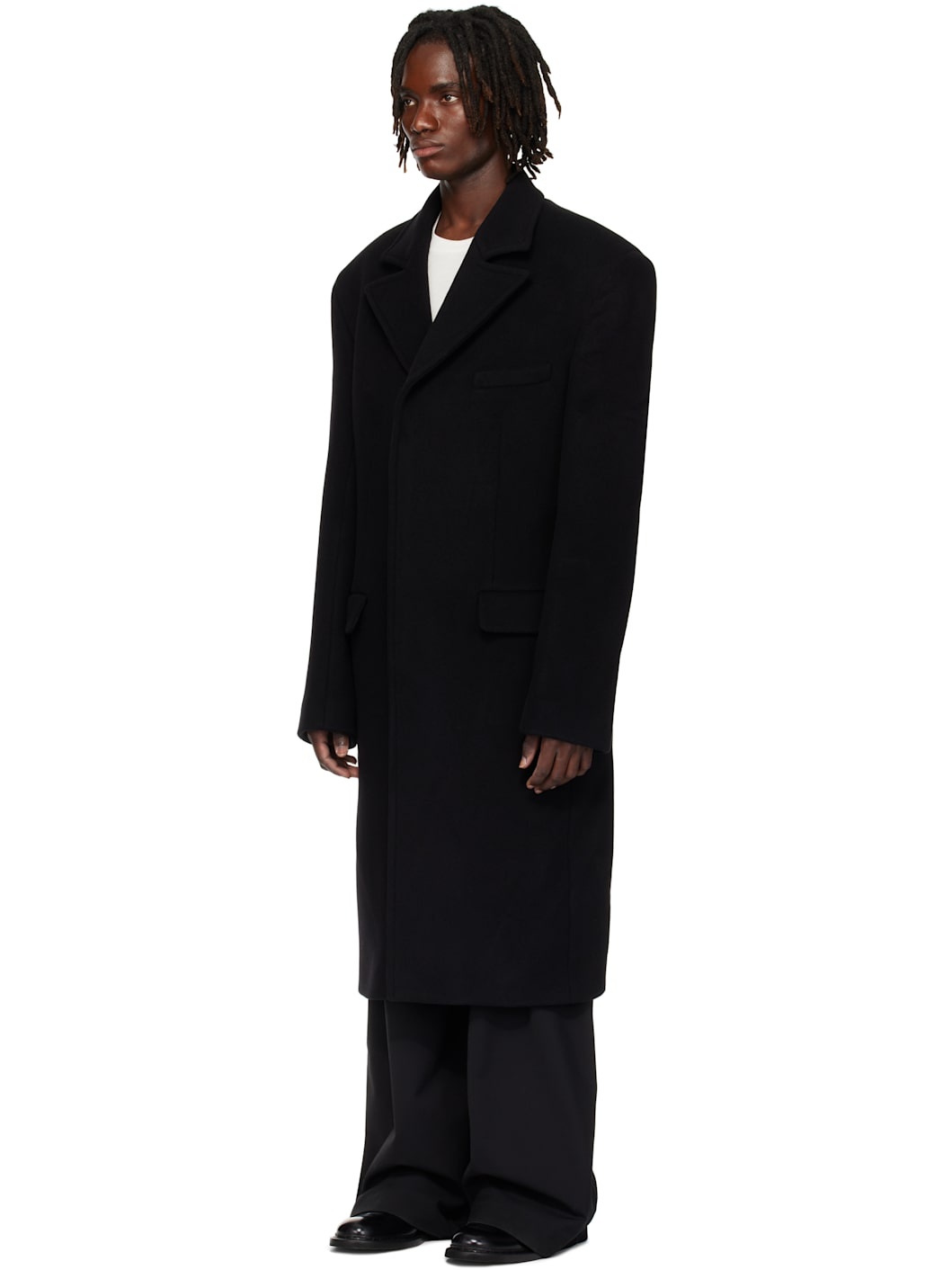 Black Melton Overcoat - 4