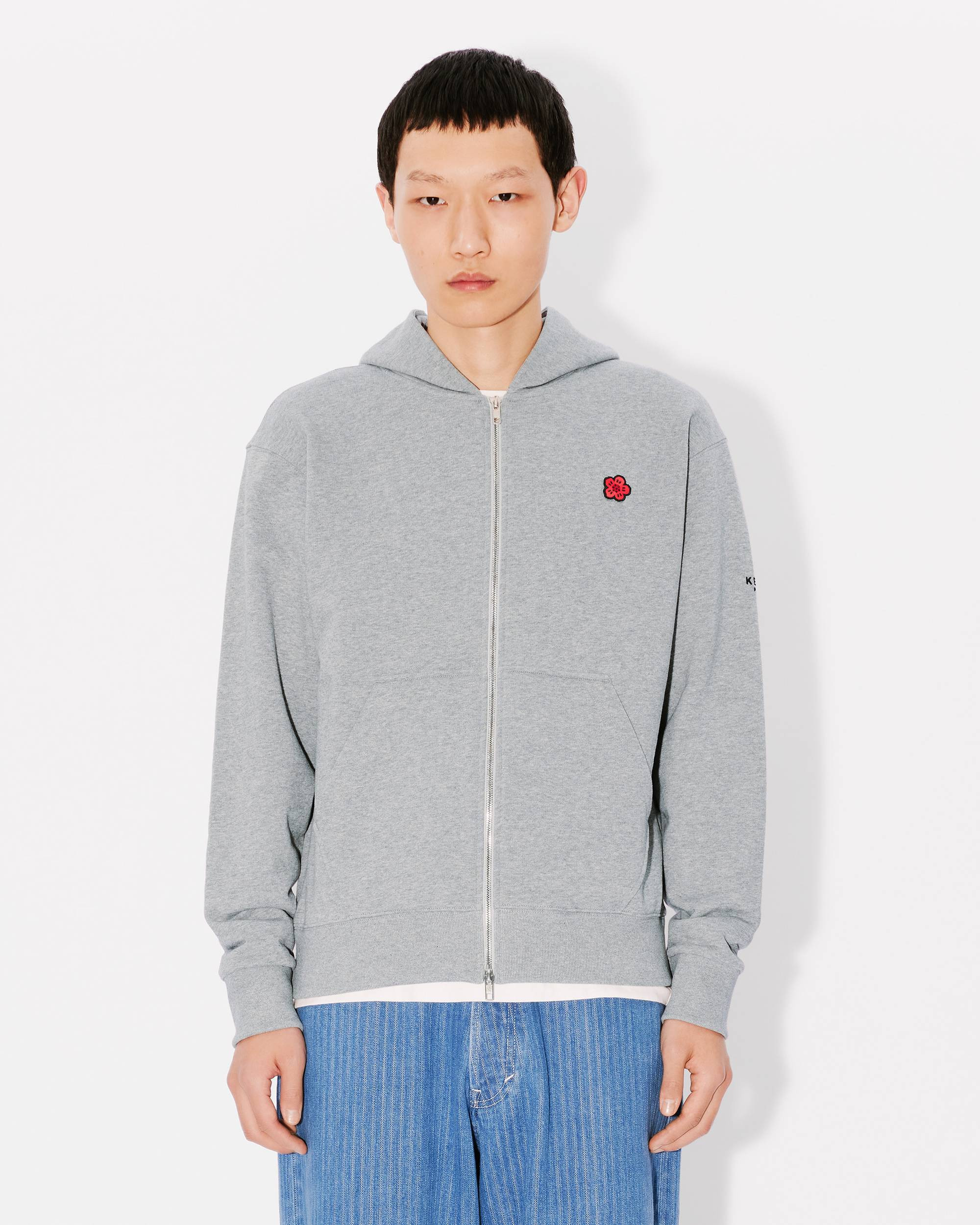 'Boke Flower' embroidered zipped hoodie - 3