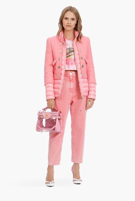 Pink down bi-material jacket - 2