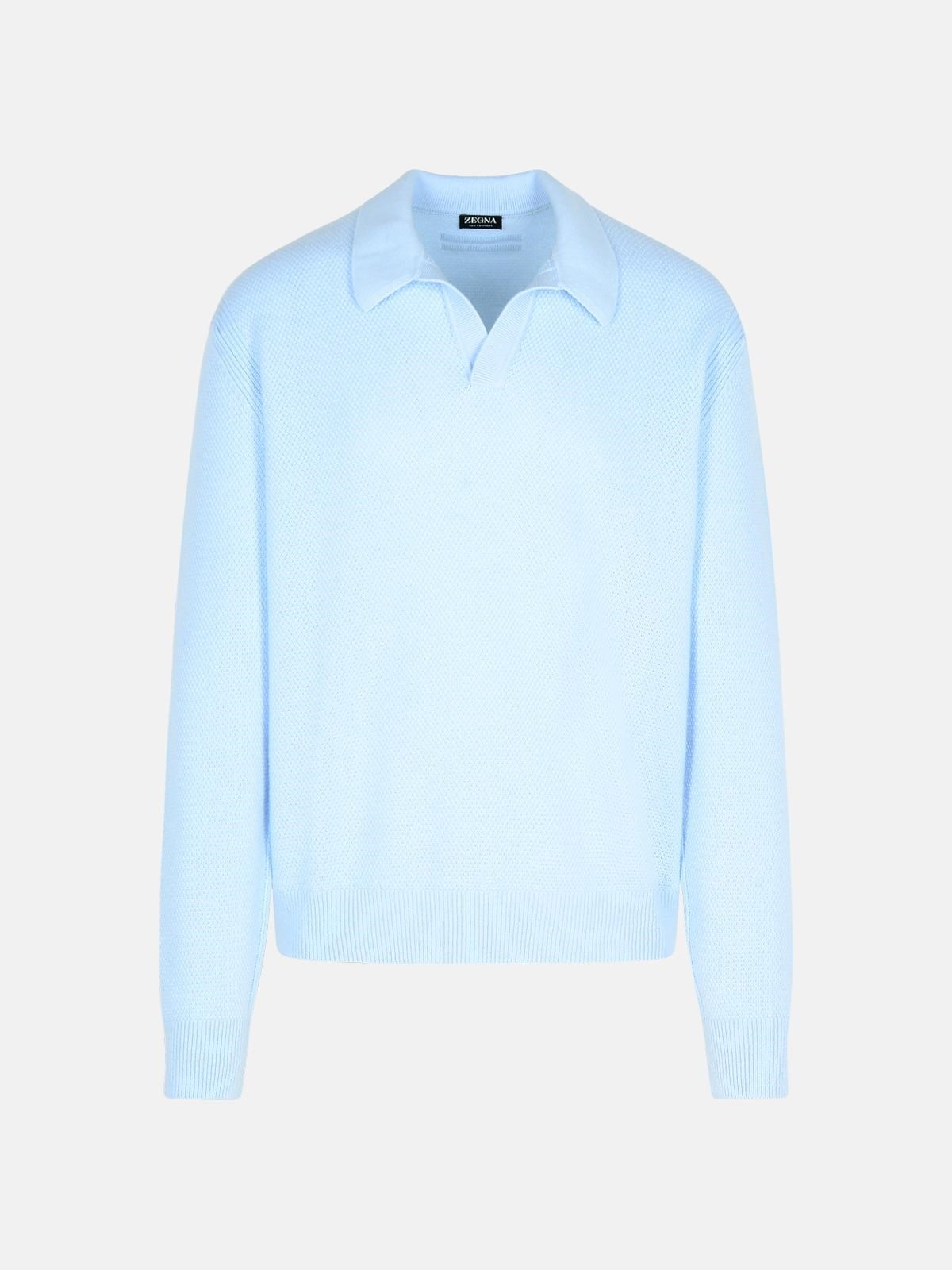 LIGHT BLUE CASHMERE SWEATER - 1