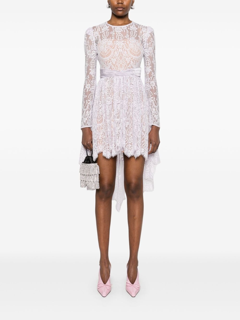 lace satin mini dress - 2