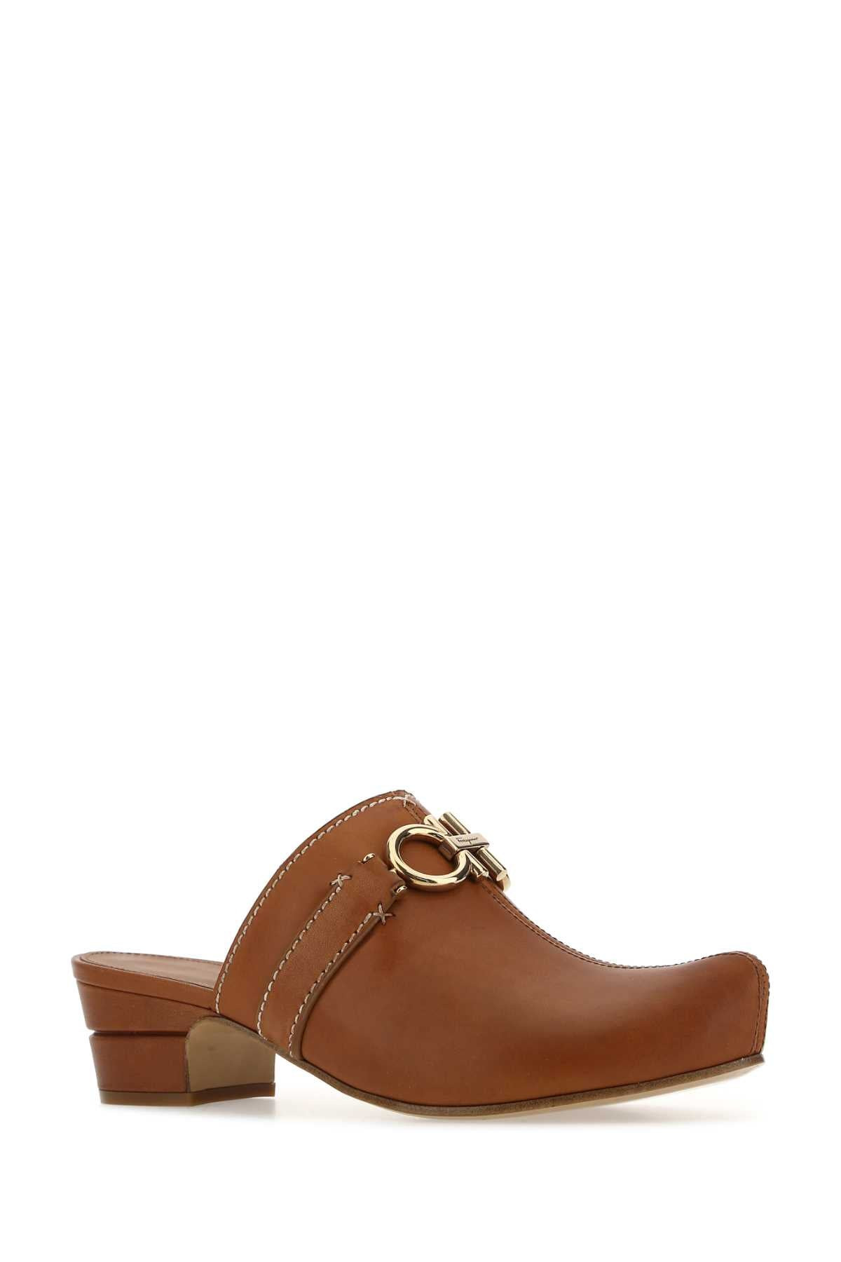 Salvatore Ferragamo Women Caramel Leather Phobos Mules - 2