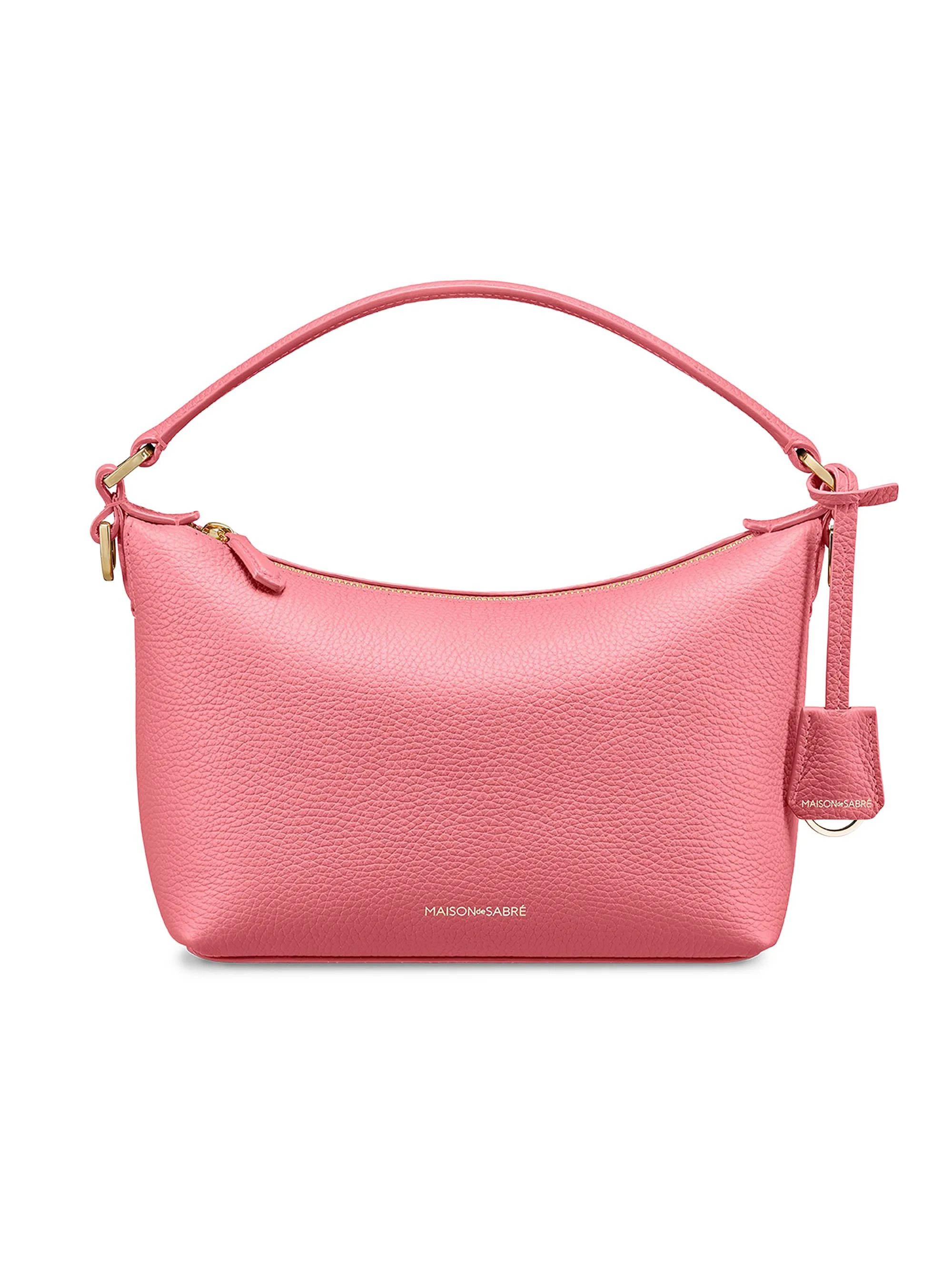 Women's Small Leather Soft Hobo Bag - Candy Pink - 1