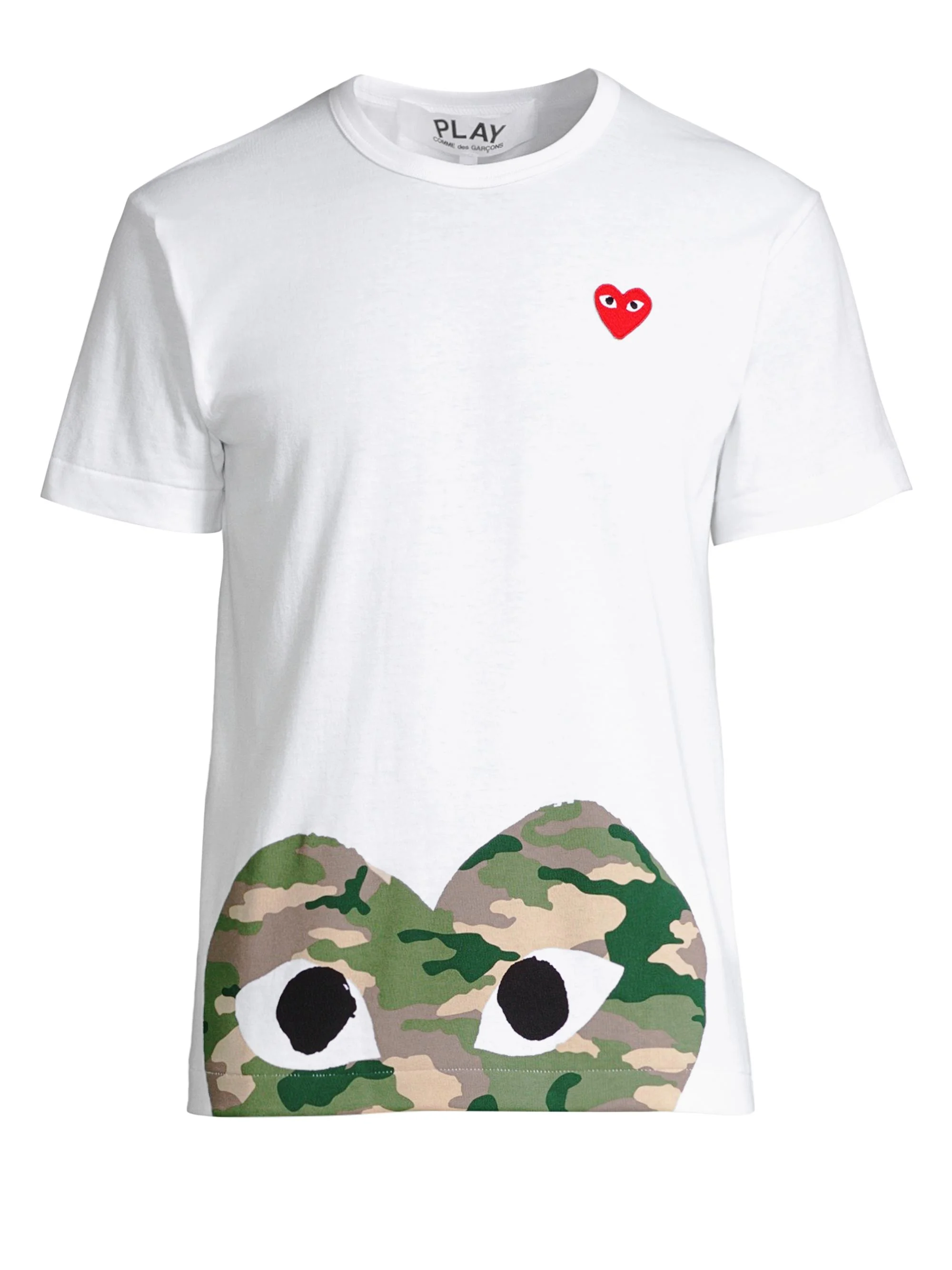Comme des Garçons PLAY Men's Half Camo Heart Tee - White - AZ-T244
