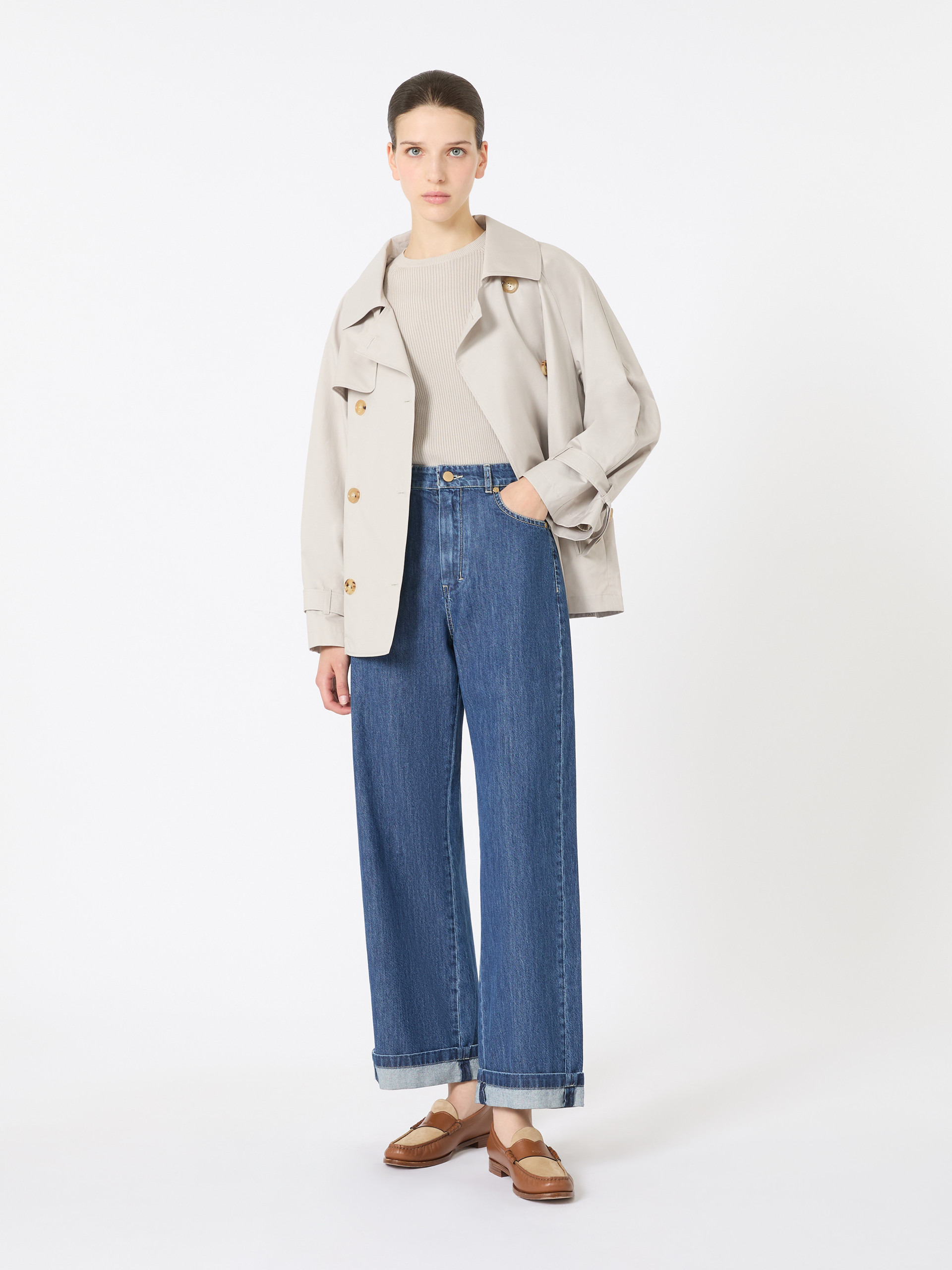 TINA Short water-repellent cotton twill trench coat - 2
