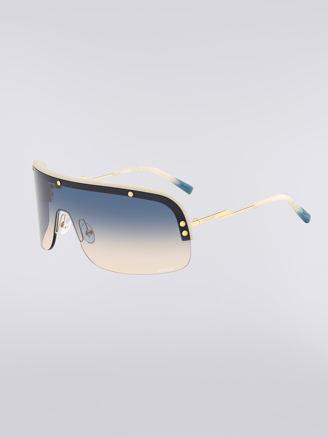 Mask sunglasses with metal temples and acetate tips - 2