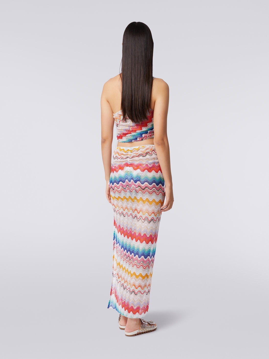 Long wrap-around wave motif skirt - 4