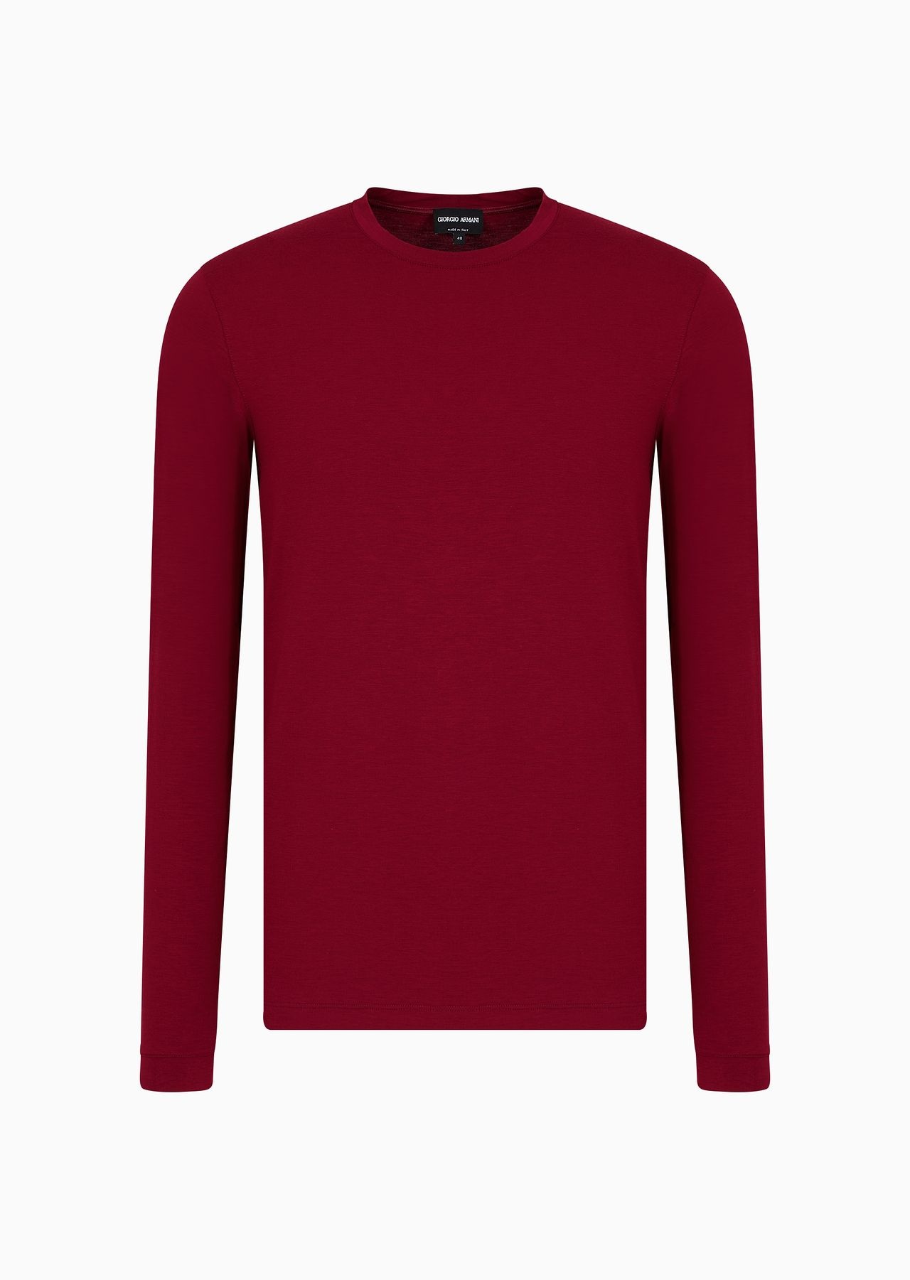 Stretch viscose jersey jumper with crew neck and long sleeves - 1