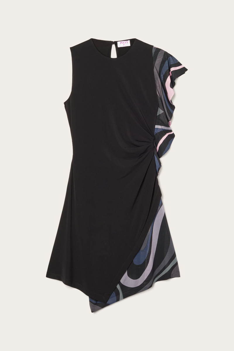 MARMO PRINT DRAPE SLEEVELESS DRESS 1