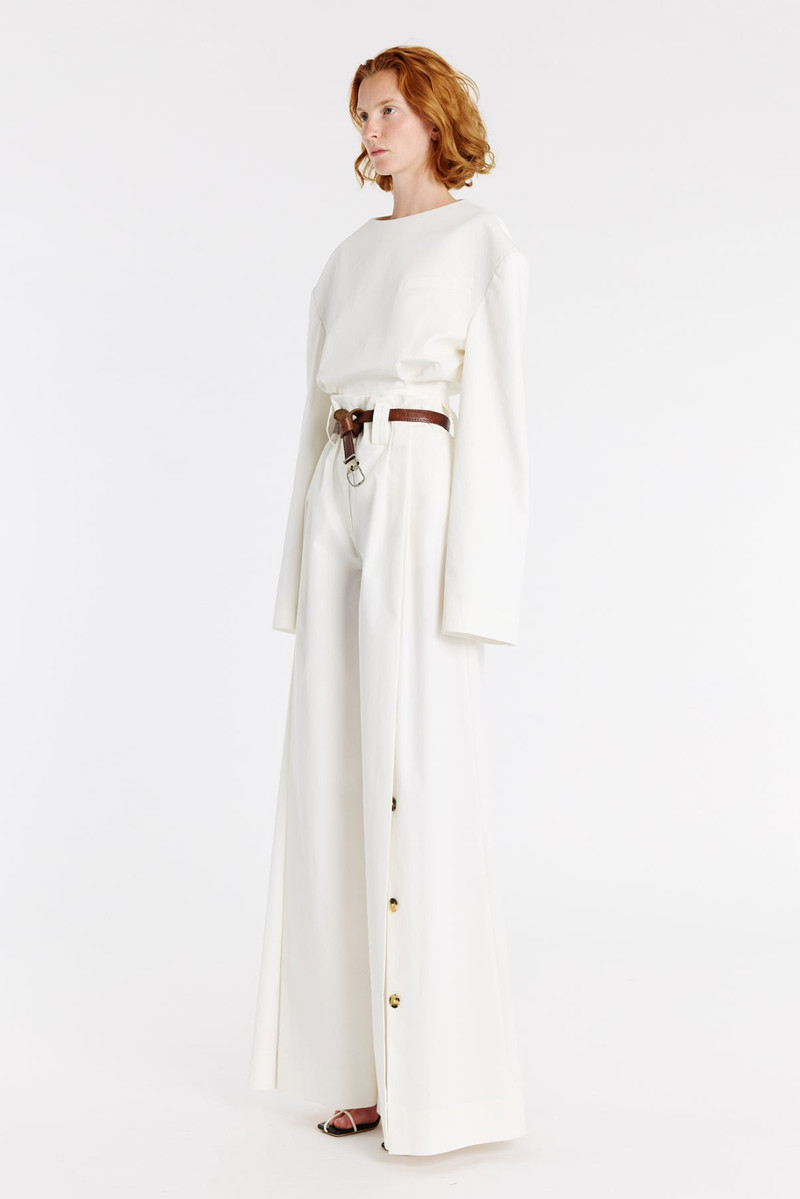 A.W.A.K.E. MODE FULL SPLIT WIDE LEG PANTS WHITE outlook