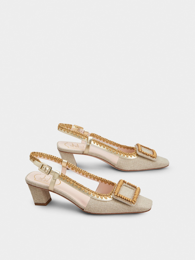 Roger Vivier Belle Vivier Slingback Pumps in canvas outlook
