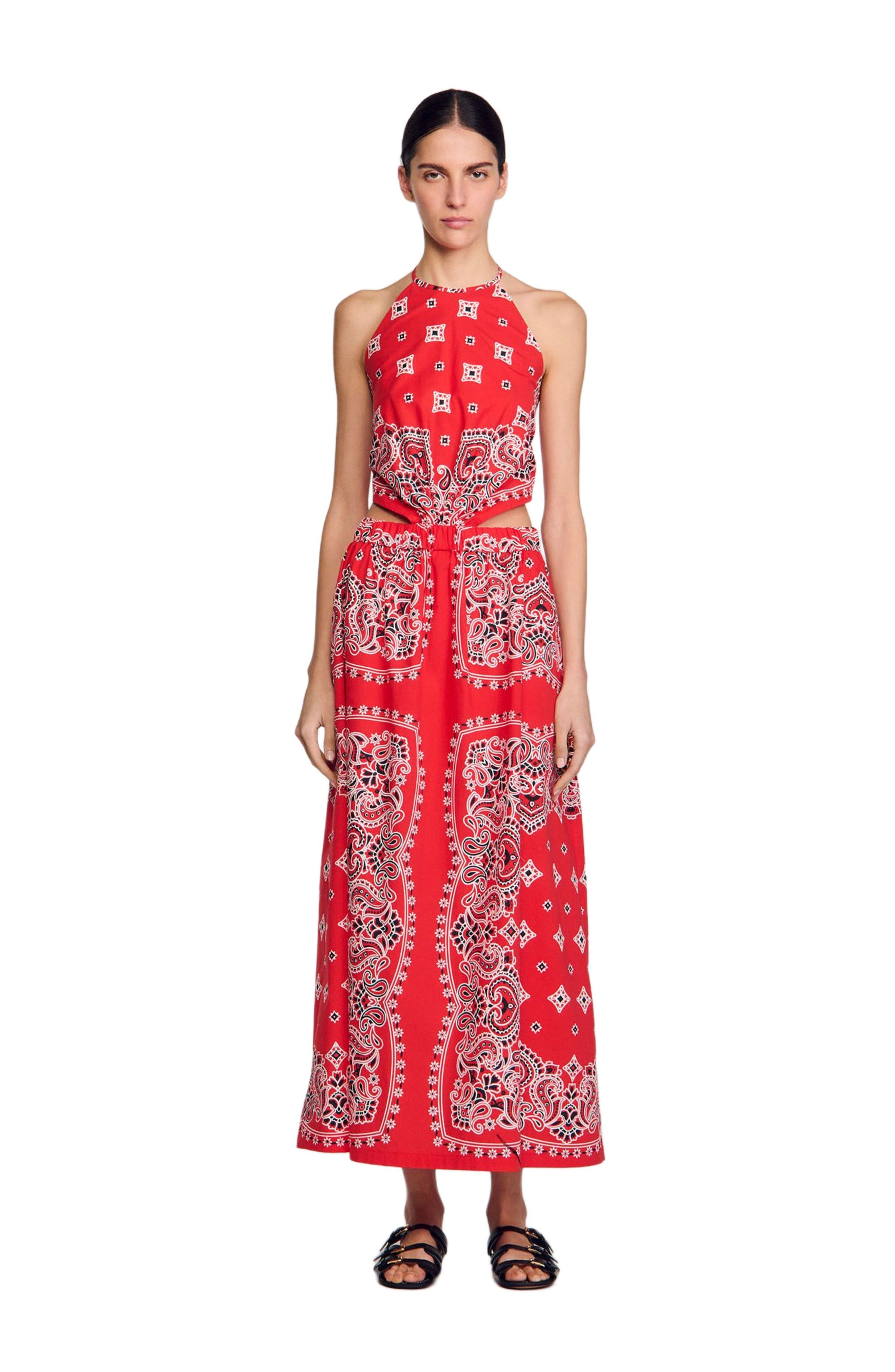 SANDRO Bandana-print maxi dress in Red /White at Nordstrom - 1