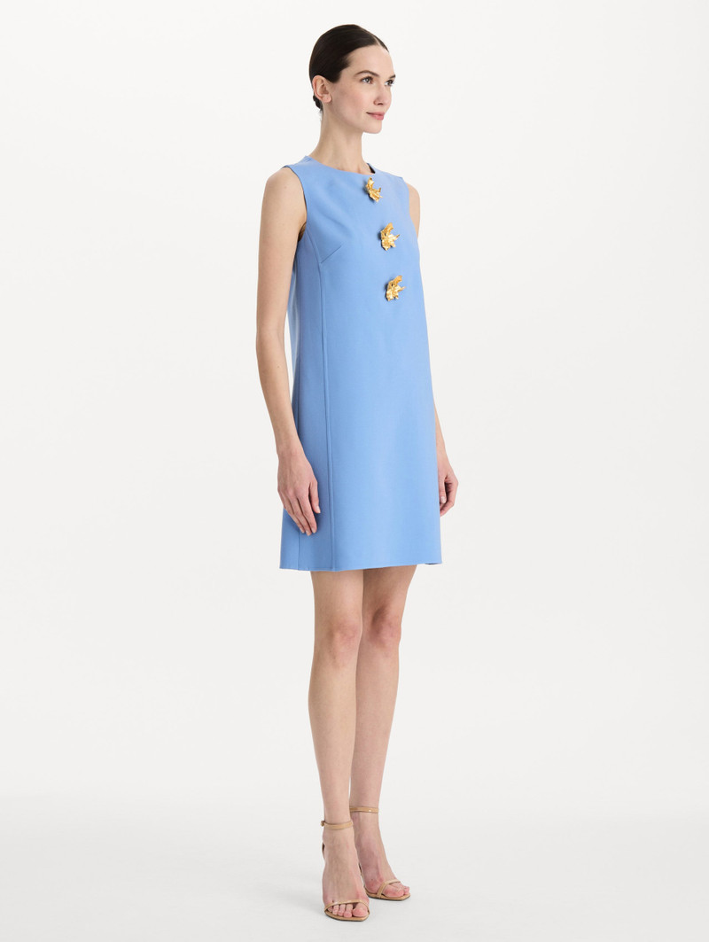BUTTON-DETAIL WOOL SHIFT DRESS 4
