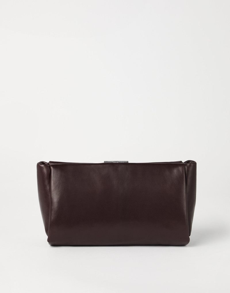 Brunello Cucinelli Wet-effect nappa leather clutch bag with shimmering detail outlook