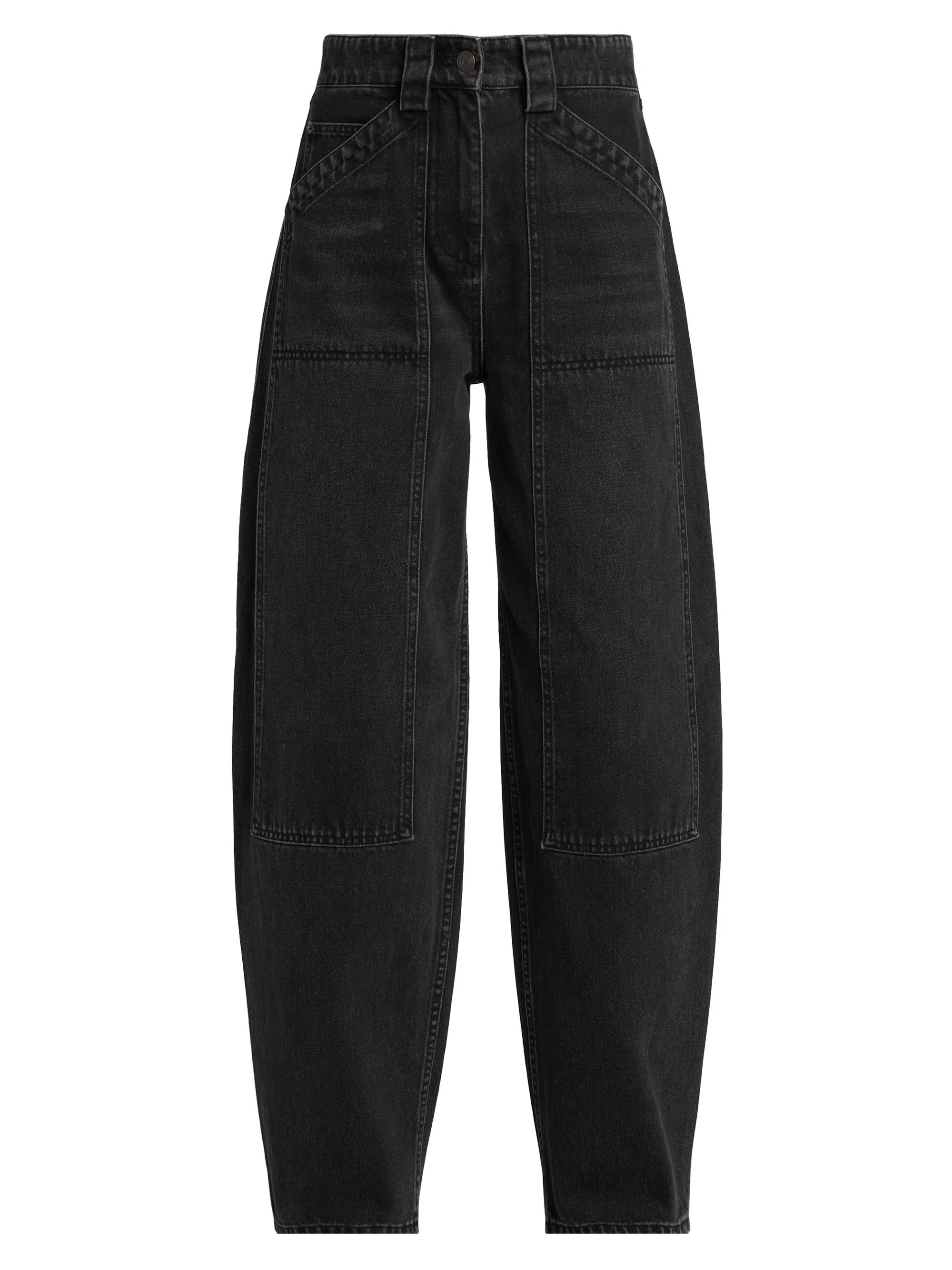 Women's Denim High-Waisted Balloon Jeans - Black - 1