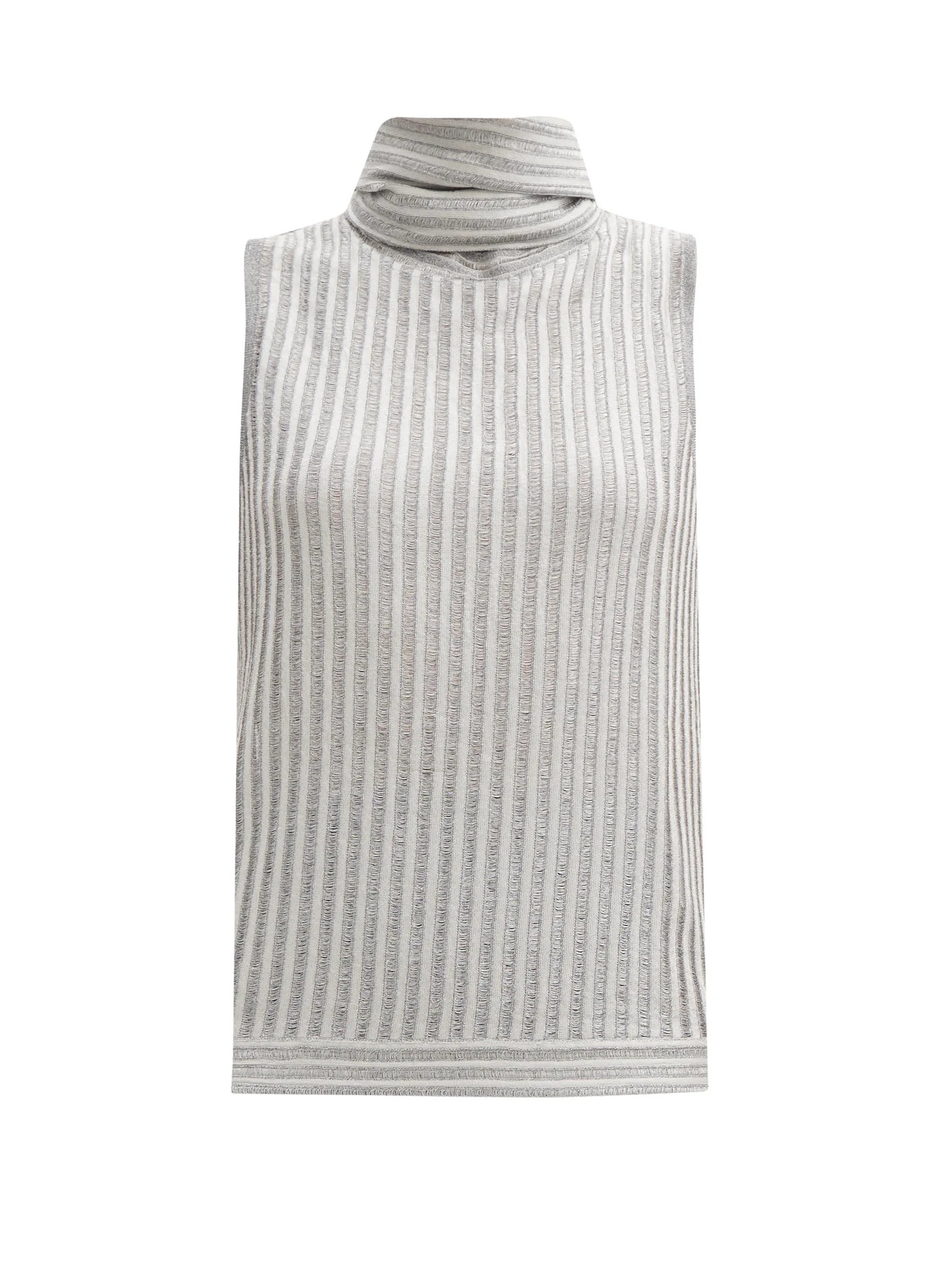 Tie-neck metallic-knit top - 1