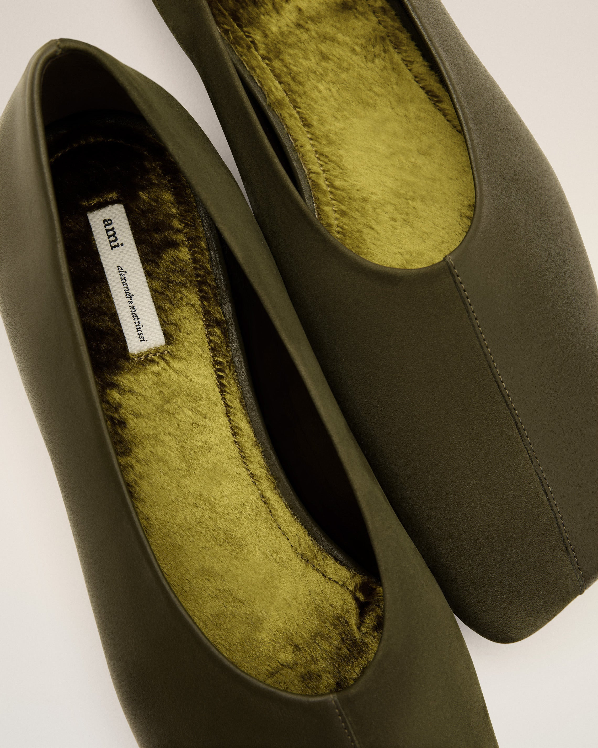 GREEN LEATHER BICOLOR BALLERINAS - 5
