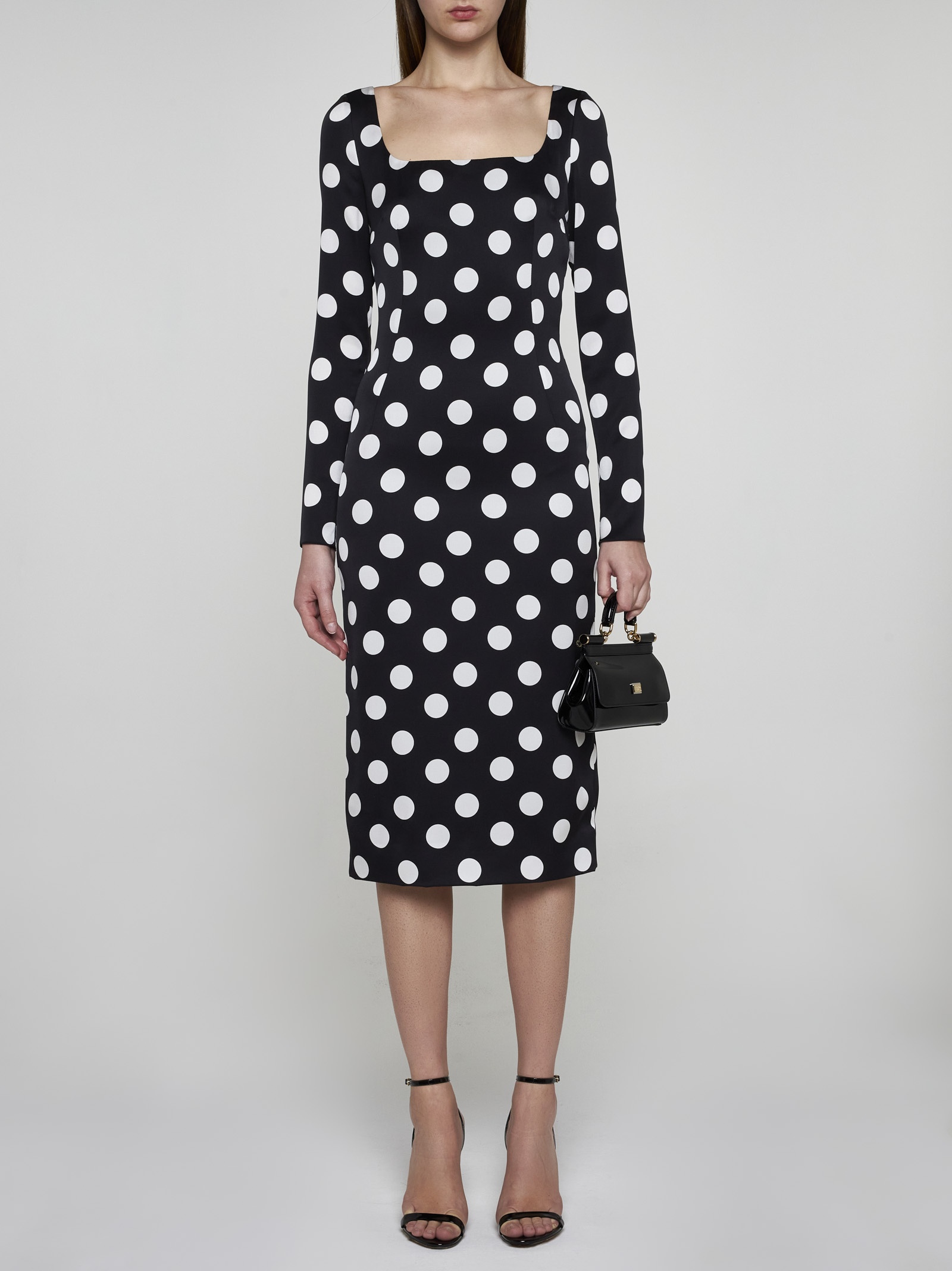 Polka dot print silk midi dress - 2