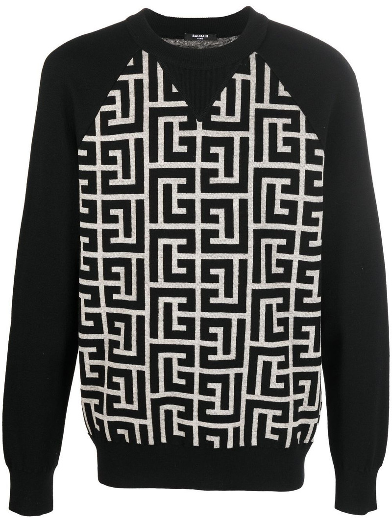monogram panelled jumper 1