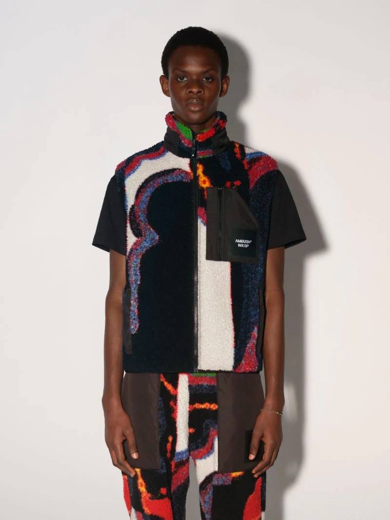 faux-shearling graphic-print gilet 3